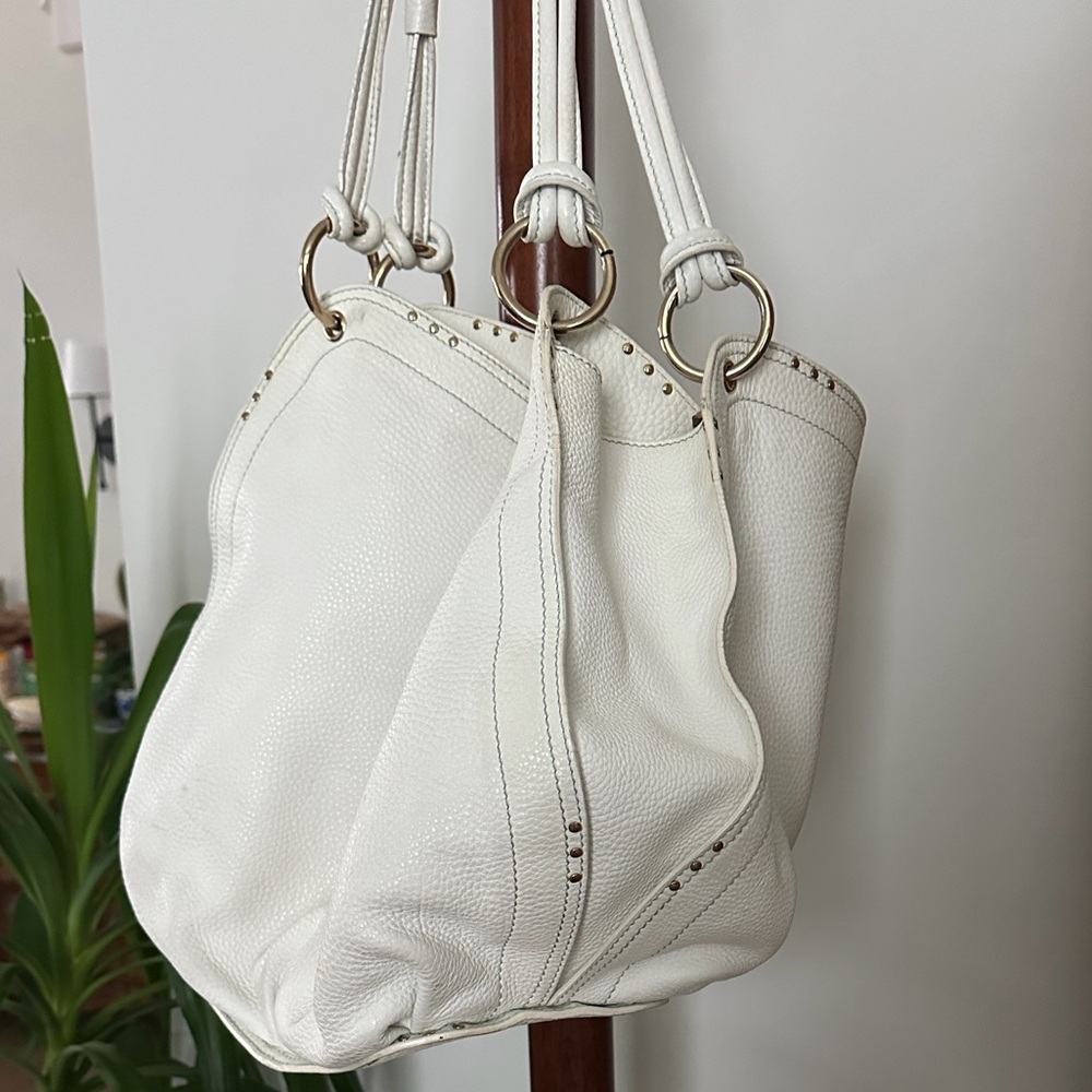 Celine White Bittersweet Large Pebbled Leather Hobo with Drawstring Vintage - Picture 3 of 16